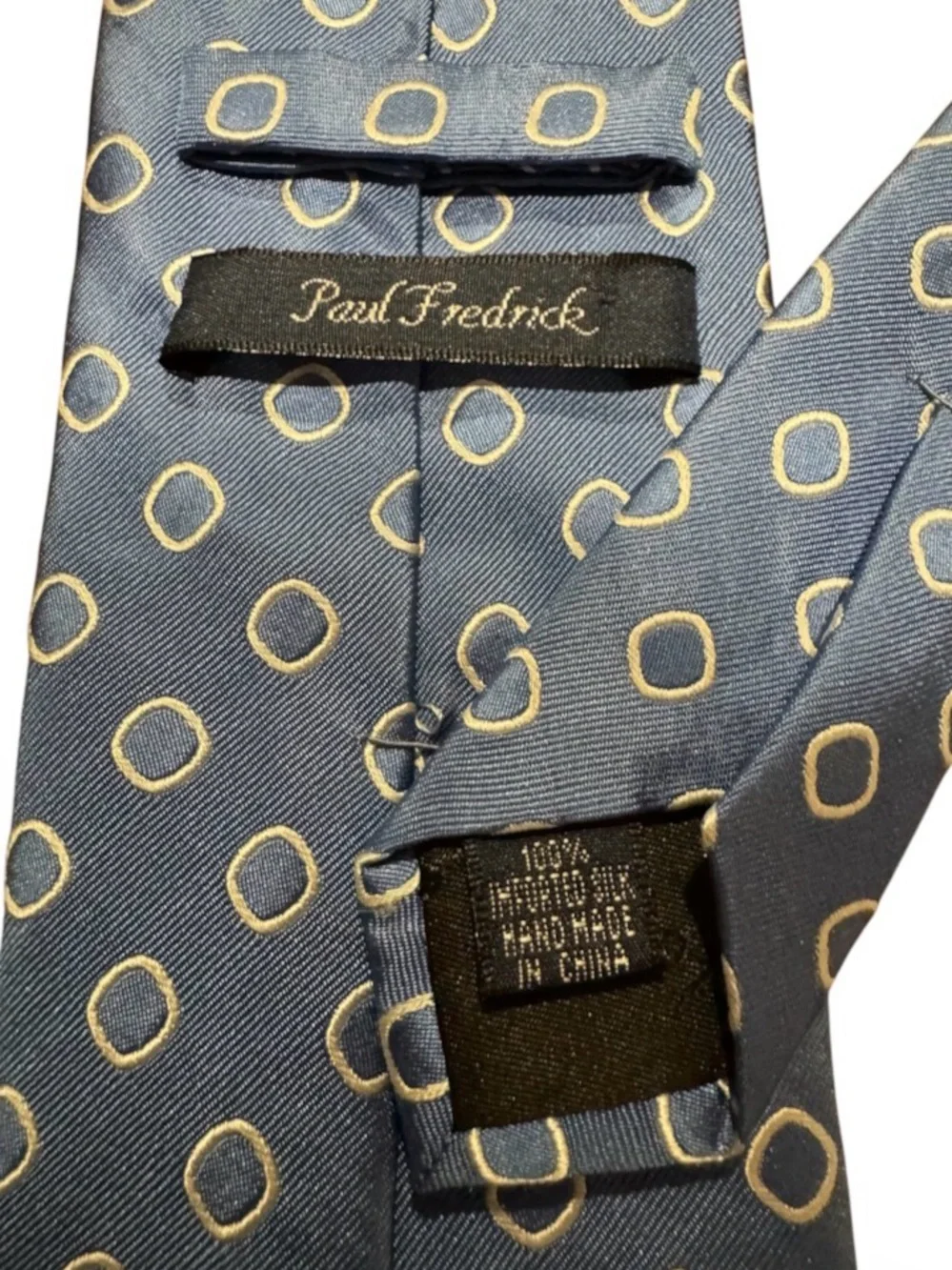 Paul Fredrick Blue Polka Dot 100% Silk Neck Tie